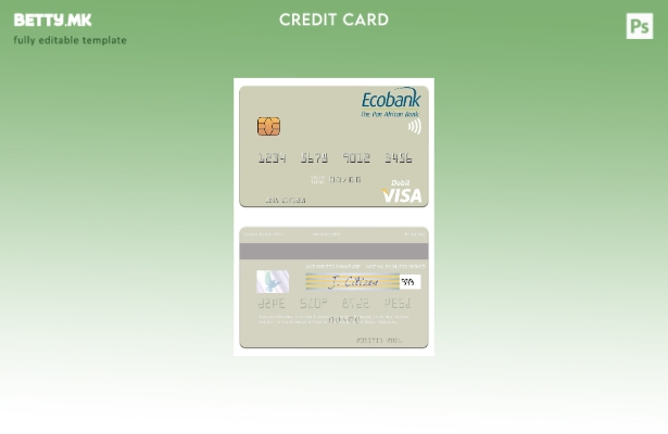 Модерен стил Шаблон за дебитна картичка за виза на Сенегал Екобанк Сенегал